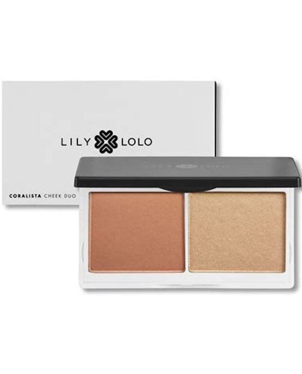 Lily Lolo Coralista Cheek Duo is a versatile blush compact that gives you the option of a natural matte finish or a radiant healthy glow, packaged within a travel-friendly compact which features a convenient mirror for on-the-go touch-ups. Gluten free. Vegan friendly. GMO free.