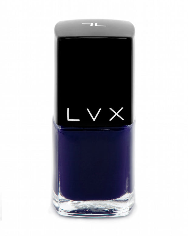 Ultra rich and creamy, high shine, smooth finish and is a superior long wear formula. Manicure quality in 1-2 coats. 10 toxin free formula. Use LVX Gel Top Coat for an ultra high shine finish. Luxury cruelty-free and vegan nail polish inspired by high fashion. Lasts up to two weeks  Indigo Bleu Nail Lacquer