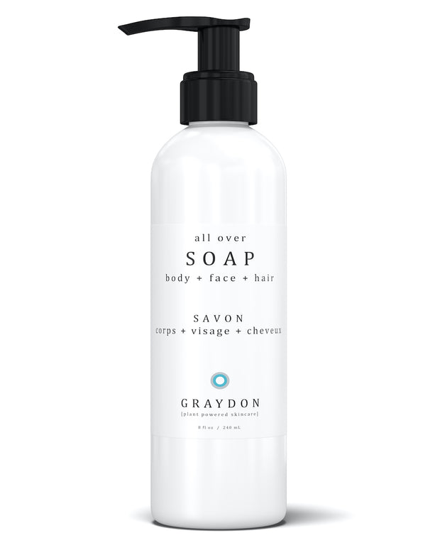 Cleanse body, face and hair with best-selling All Over Soap. Its uplifting scent of citrus, spice, and mint helps relax and invigorate your senses while providing a deep clean without stripping your skin of moisture. Natural, vegan, cruelty-free with organically sourced ingredients. Free from SLS, sulphates, parabens, synthetic fragrances, petroleum