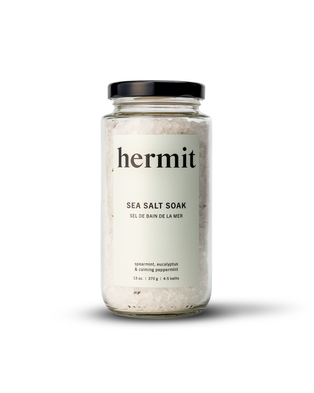All natural bath and body sea salt soak. A spa-inspired salt soak that recharges sore muscles at the end of a long day.